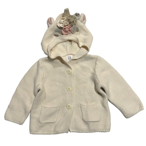 GAP Other - NWT GAP Baby Girl Cardigan Sweater 6-12M Ivory Cream Flowers